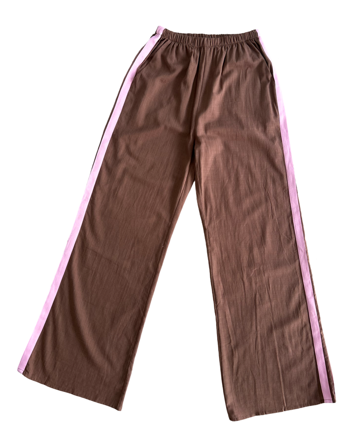 Brown Pink Stripe Racer Pants