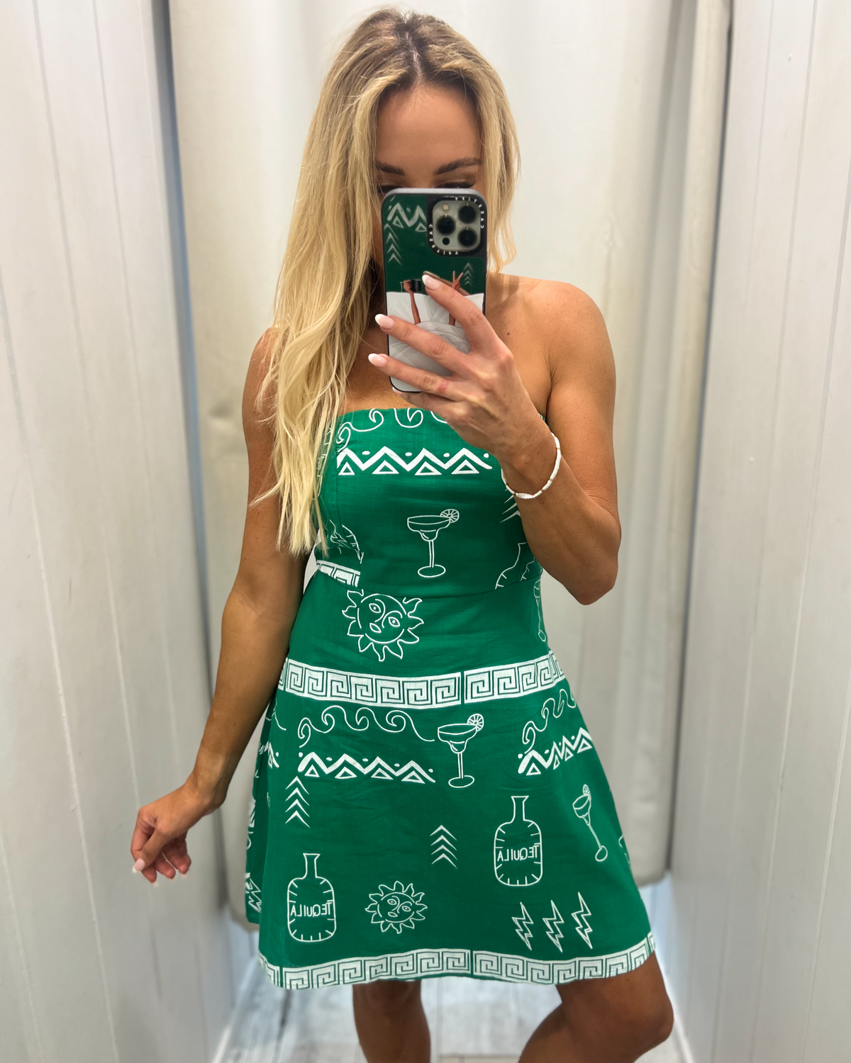 Tequila Strapless Dress Green