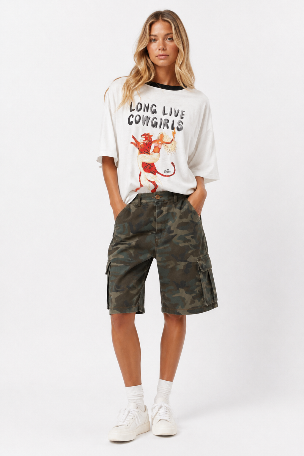 Camo Cargo Longline Shorts