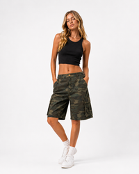 Camo Cargo Longline Shorts