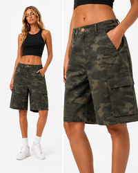 Camo Cargo Longline Shorts