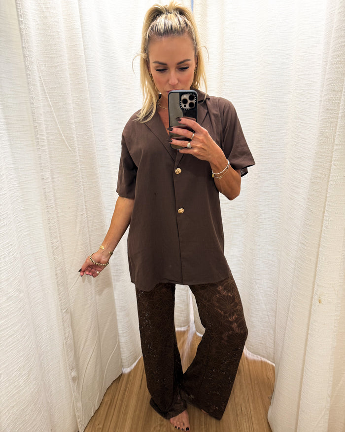 Blair Lace Pants - Brown