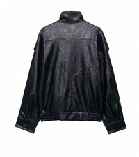 Harlow Vegan Leather Bomber Jacket - Black