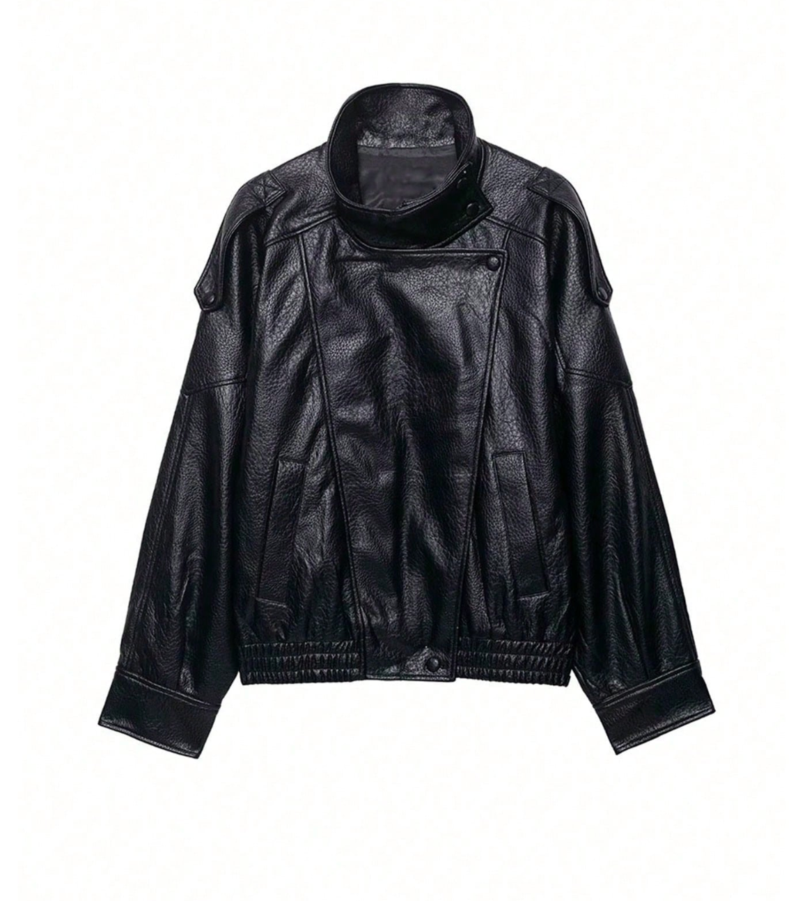 Harlow Vegan Leather Bomber Jacket - Black