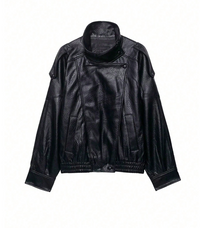 Harlow Vegan Leather Bomber Jacket - Black