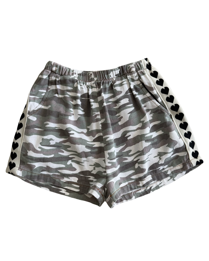 Heart Shorts Black & White Camo