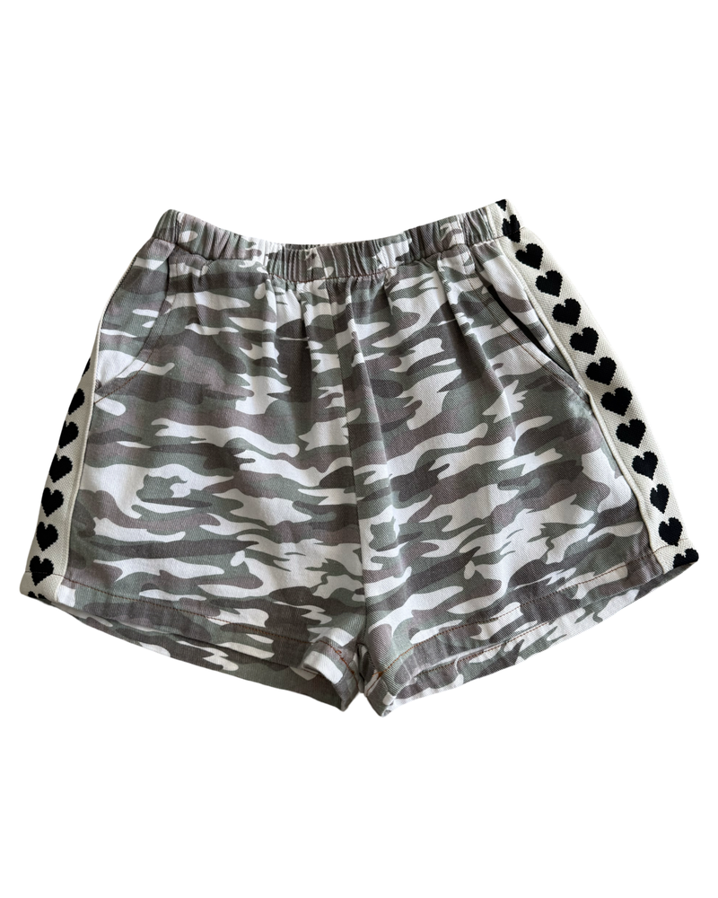 Heart Shorts Black & White Camo