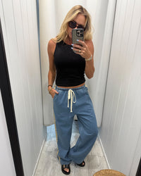 Denim Racer Pant - Light Blue