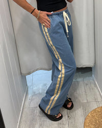 Denim Racer Pant - Light Blue