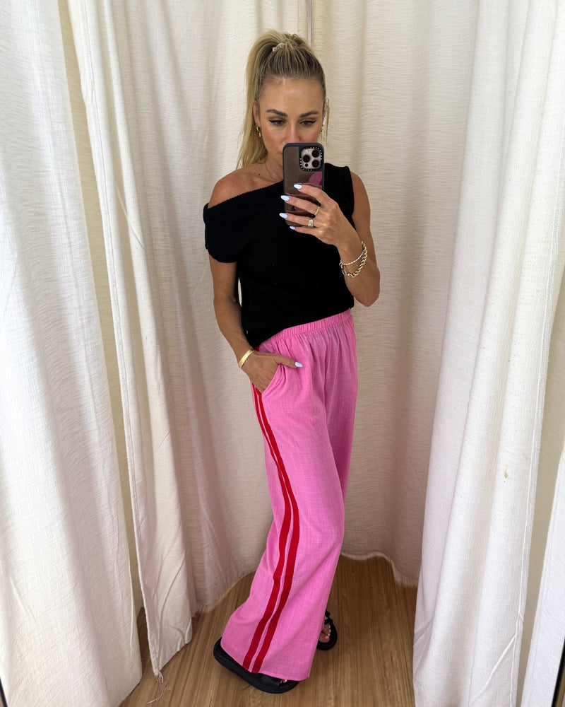 Pink/Red Stripe Racer Pants
