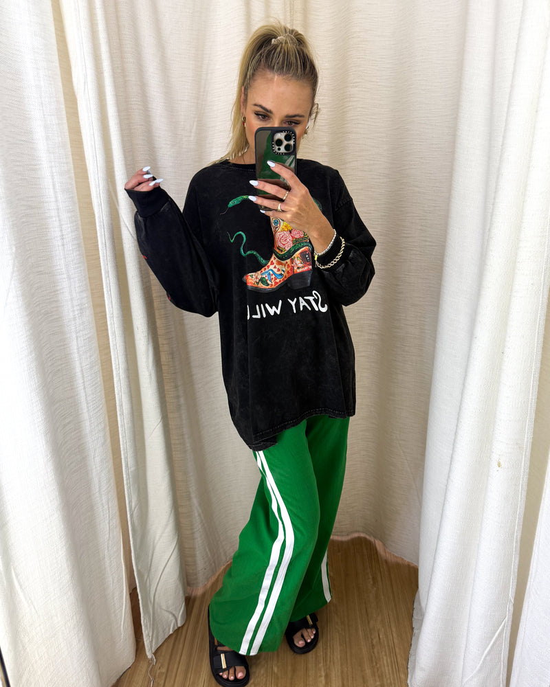Stay Wild Long Sleeve Tshirt - Black