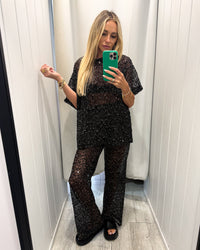 Saturn Sequin Top Black