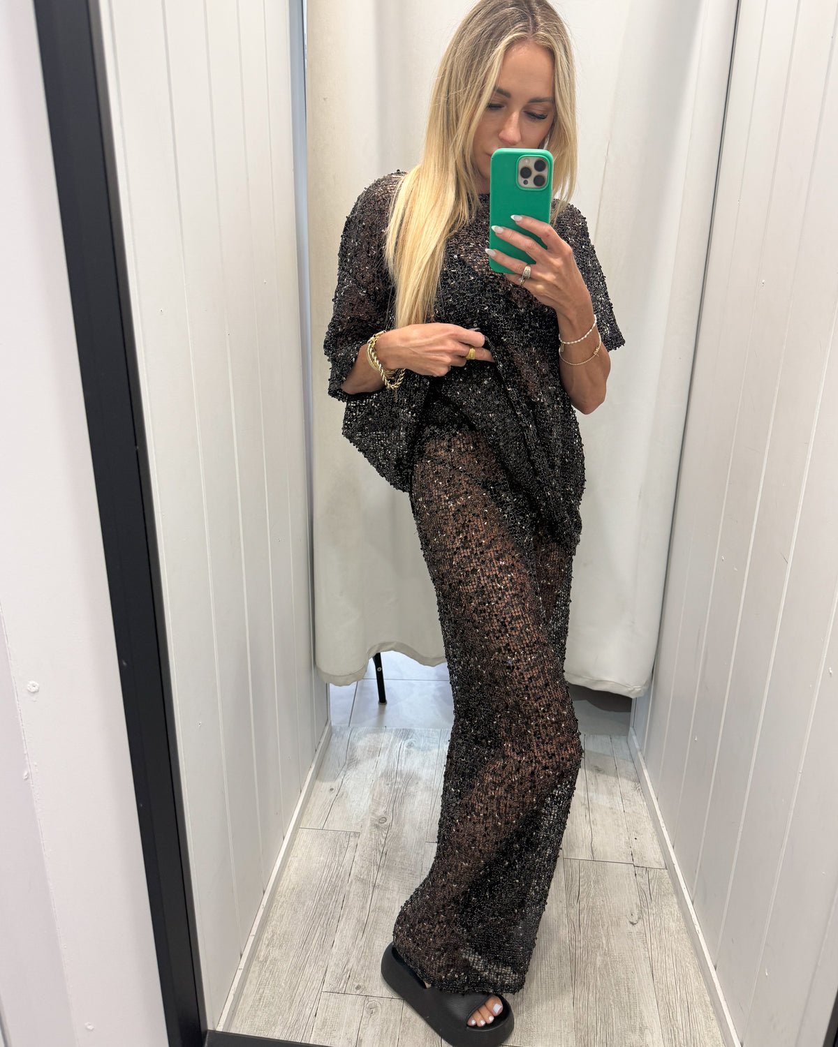 Saturn Sequin Top Black