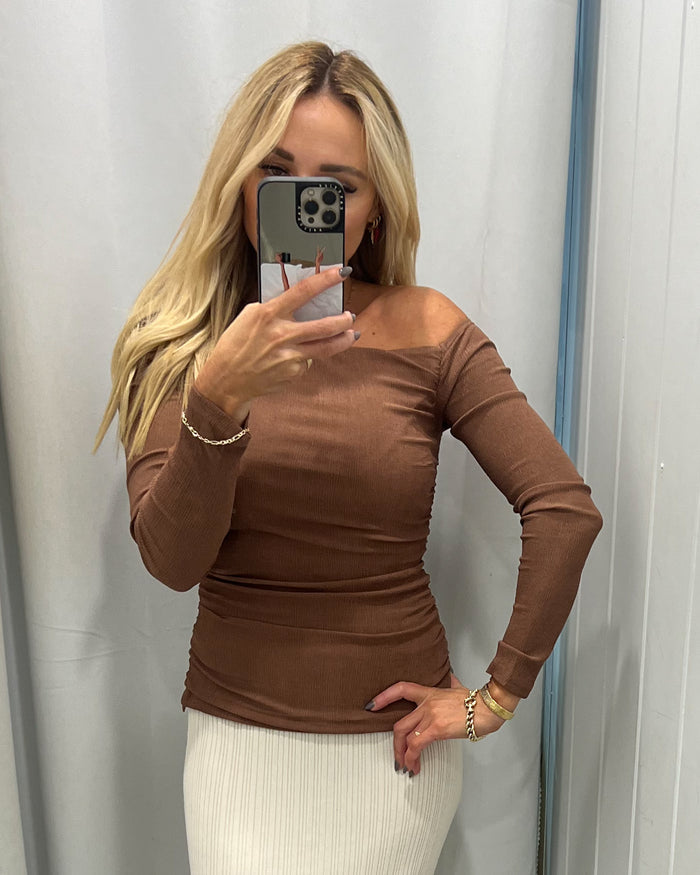 Hayley Brown One Shoulder Top