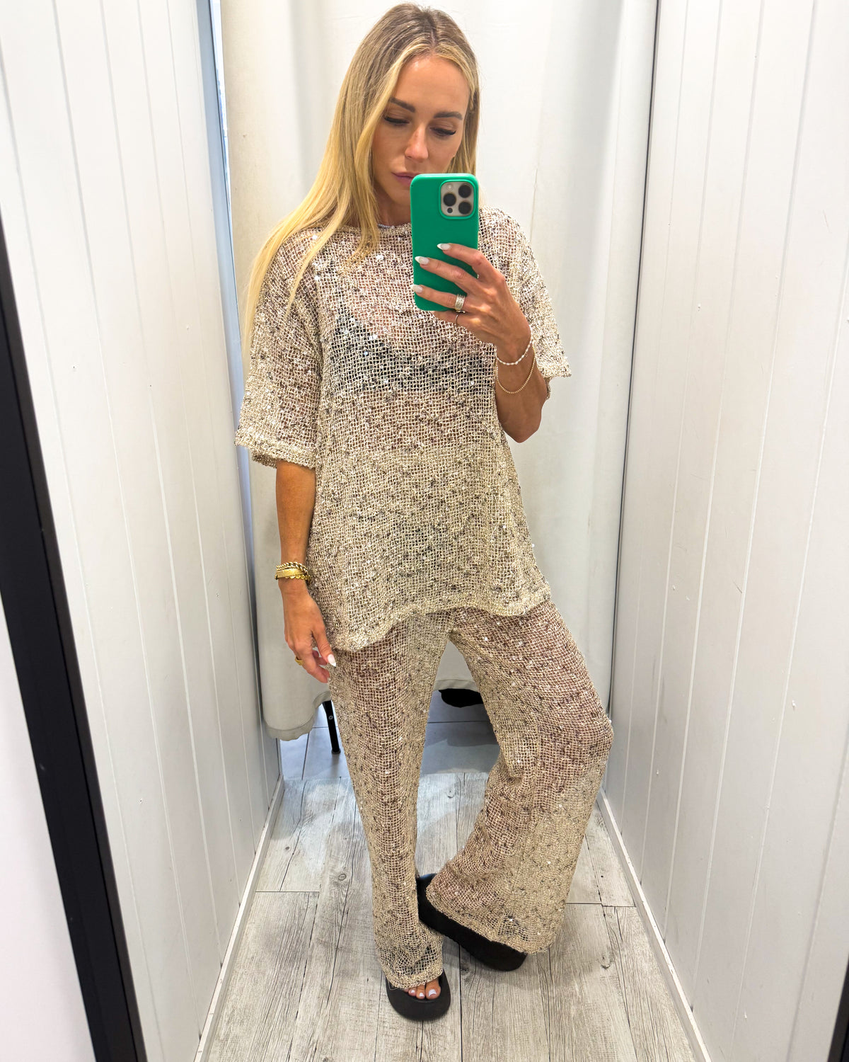 Saturn Sequin Pants Beige