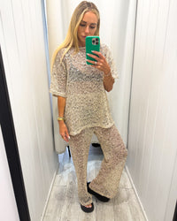 Saturn Sequin Top Beige