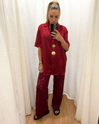 Lace Pants - Wine Maroon
