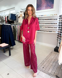 Lace Pants - Wine Maroon