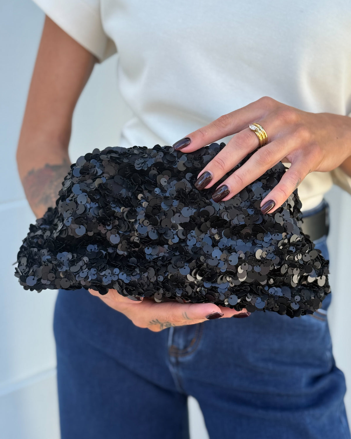 Glitter Clutch - Black