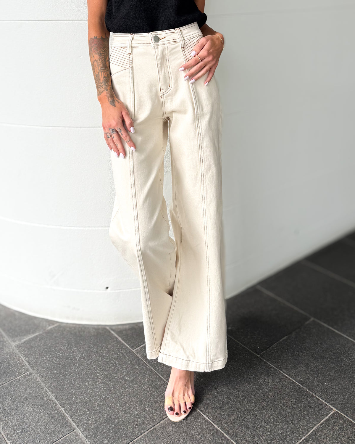 Kimberly Beige Denim Jeans