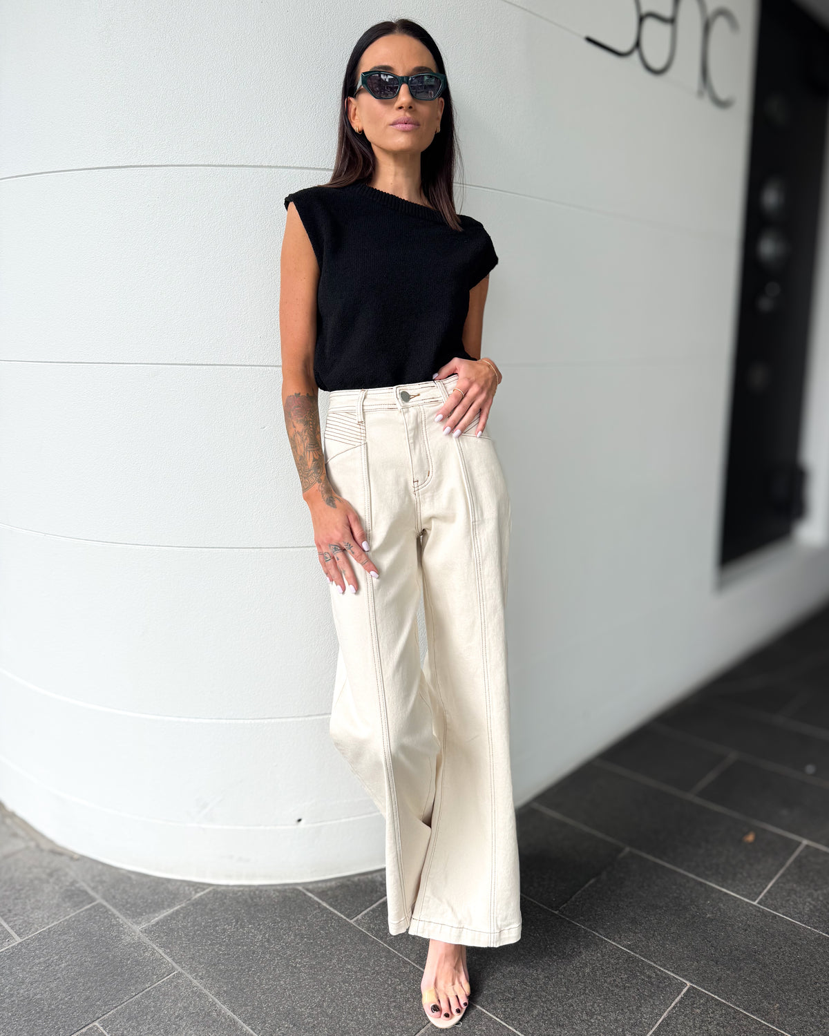 Kimberly Beige Denim Jeans