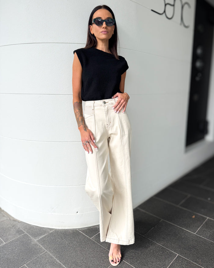 Kimberly Beige Denim Jeans