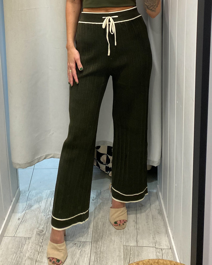 Chloe Knitted Pants- Khaki