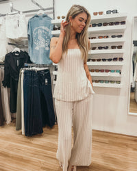Cherry Set - Beige Pinstripe