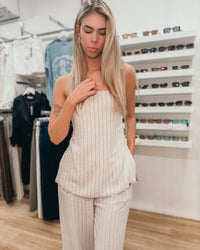 Cherry Set - Beige Pinstripe