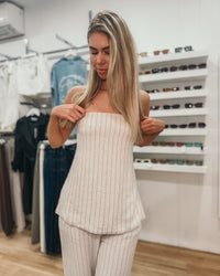 Cherry Set - Beige Pinstripe