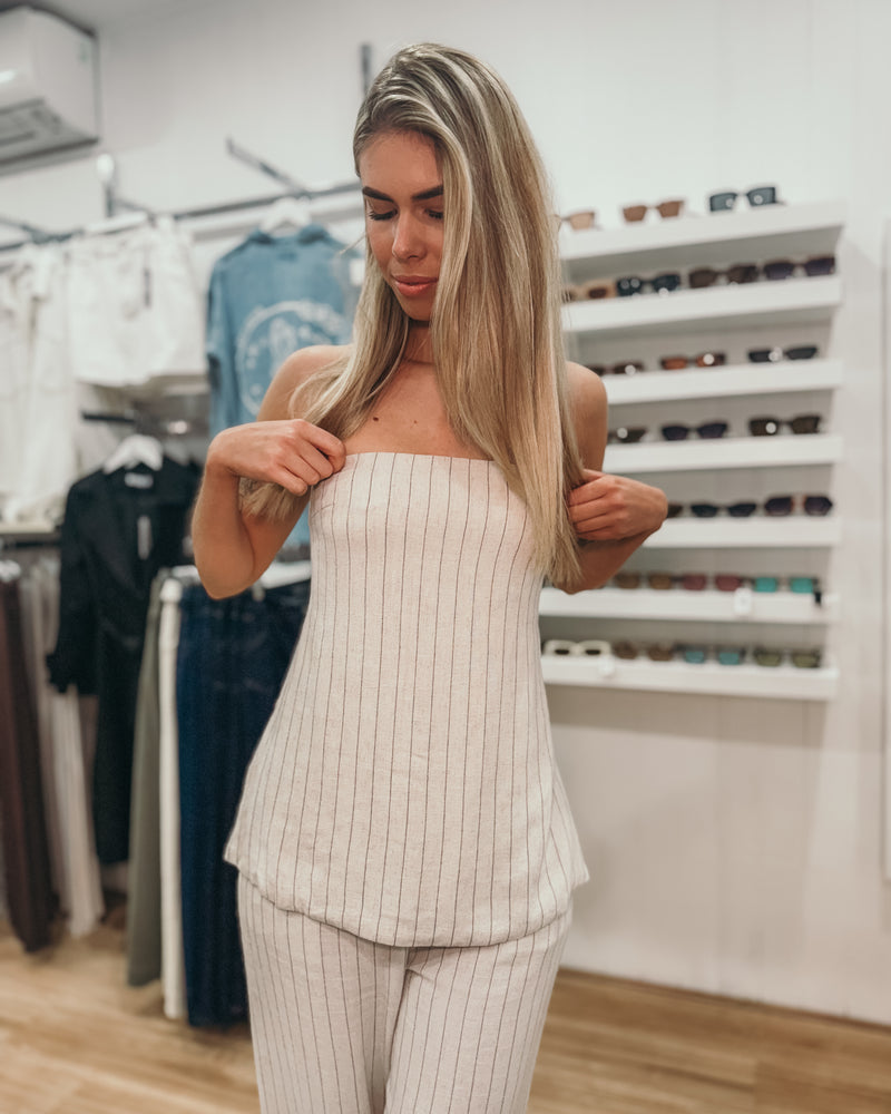 Cherry Set - Beige Pinstripe