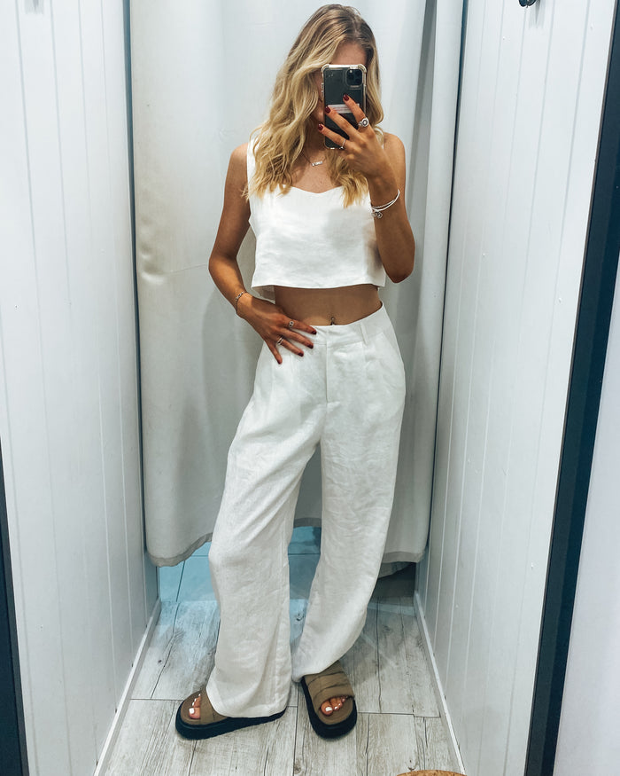 Lilith White Linen Pants