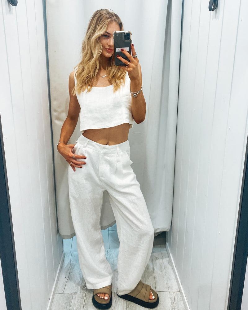 Lilith White Linen Pants