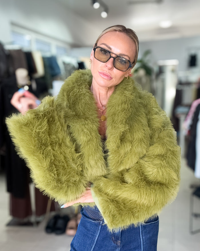 Wilde Faux Fur Jacket - Lime