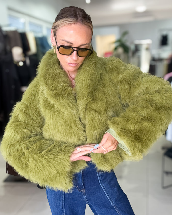 Wilde Faux Fur Jacket - Lime
