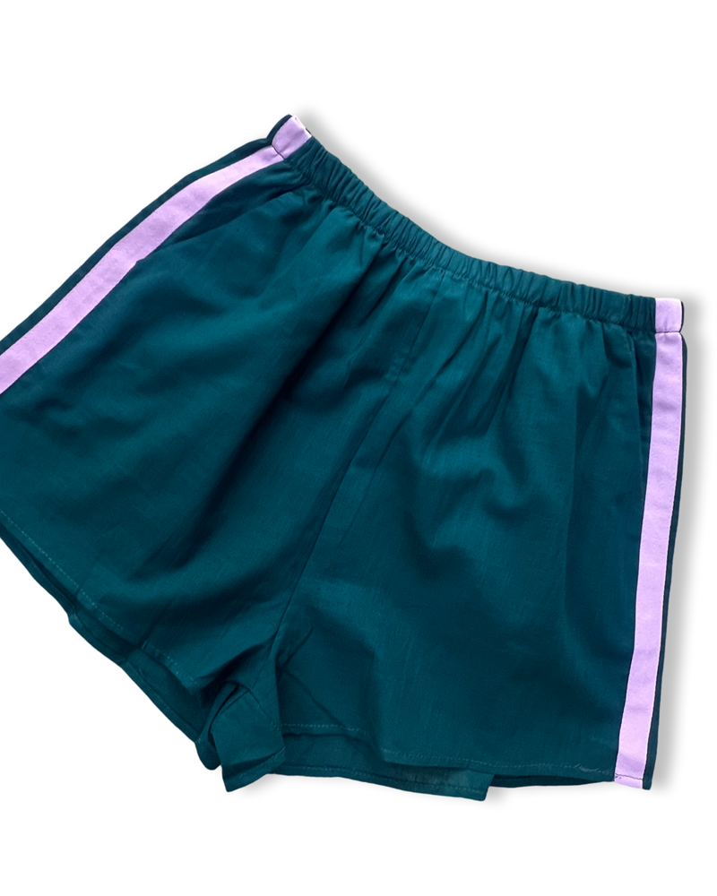 Dark Green Stripe Shorts