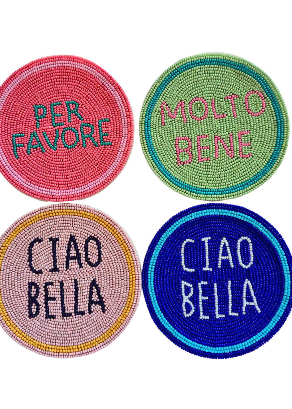 Beaded Coasters- Set of 4