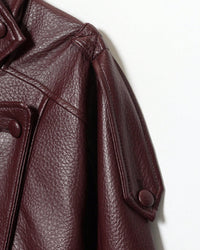 Harlow Vegan Leather Bomber Jacket -Maroon
