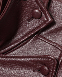 Harlow Vegan Leather Bomber Jacket -Maroon