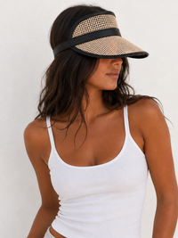 Reya Rattan Beach Visors - Black